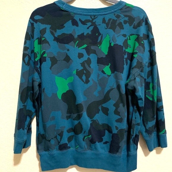 Gap green sweatshirt top camouflage long sleeve crew neckline sweater size S - Picture 2 of 6